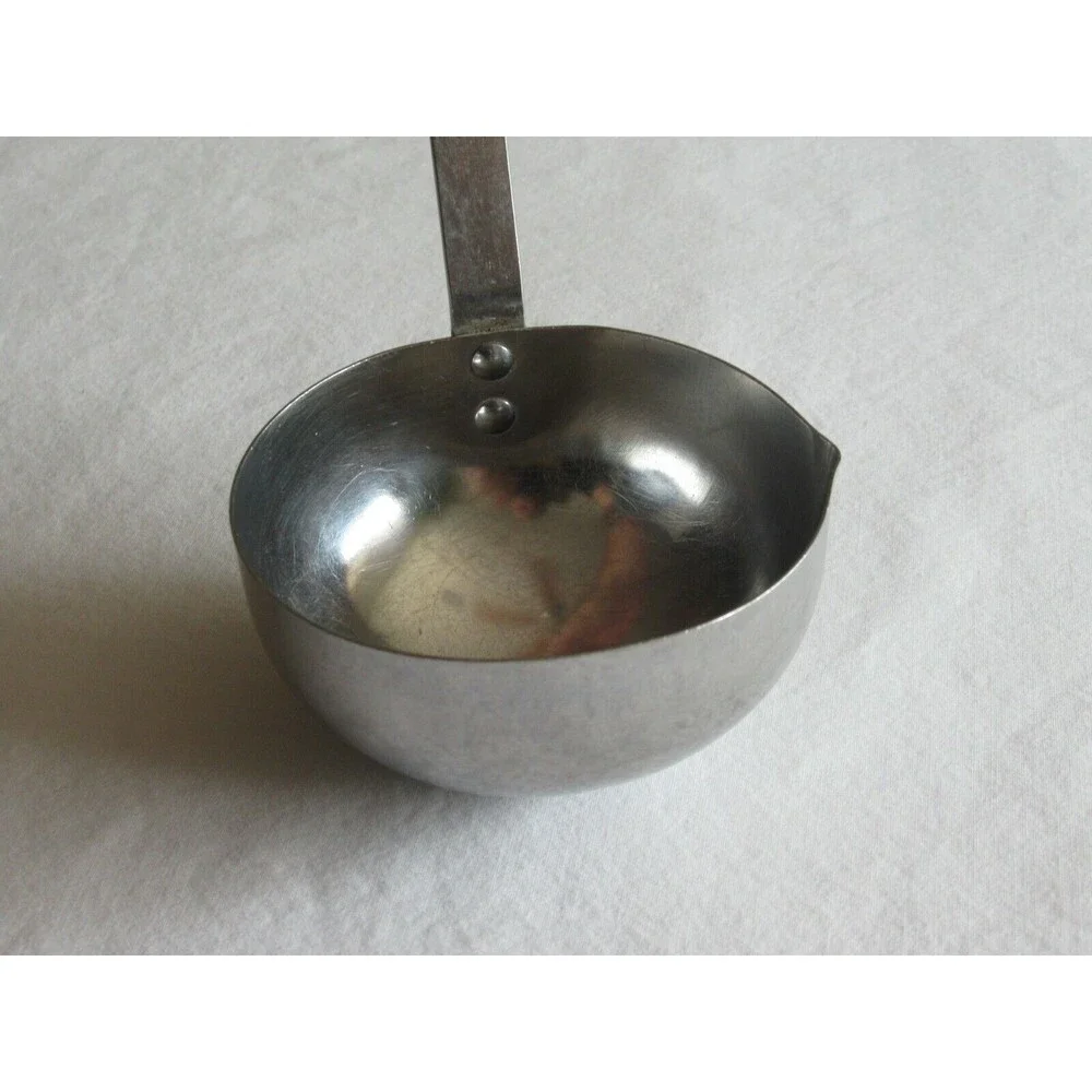 Vtg EKCO FORGE Soup Ladle Stainless USA Black Rivets Handle Kitchen Utensil 11